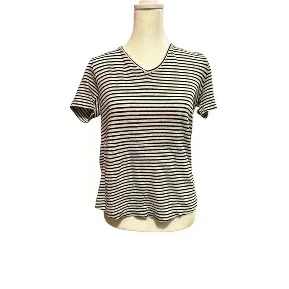 Banana Republic Size SmallLinen Blend Stiped Short Sleeve Casual Knit Tee Shirt - Picture 1 of 4